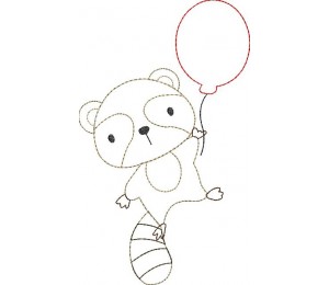 Stickdatei - Waschbär Ballon